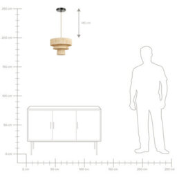 Beliani Japandi Pendant Lamp - Natural Paper Shade, Wicker Frame, Jute Cord, Adjustable Height - thumbnail 7