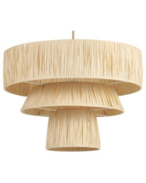 Beliani Japandi Pendant Lamp - Natural Paper Shade, Wicker Frame, Jute Cord, Adjustable Height - thumbnail 2