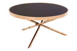 Orsina Versatile 3 Leg Coffee Table, Rose Gold Finish Table For Livingroom, Tempered Glass Top Display Table - thumbnail 2