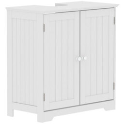 Hayle Matt White Freestanding Double Bathroom Sink Cabinet (H) 600mm (W) 600mm (D) 30Cm - thumbnail 1