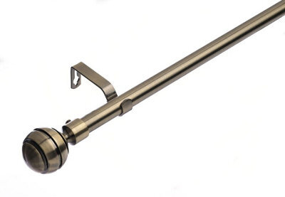 Lister Cartwright 19 mm Extendable Metal Curtain Poles, Antique Brass (Ribbed Ball Finials, 120 - 210 Cm) - image 1