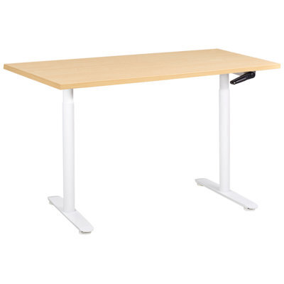 Beliani Manual Adjustable Standing Desk Destinas 120 Cm 72 Cm Light Brown/ White - image 1