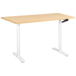 Beliani Manual Adjustable Standing Desk Destinas 120 Cm 72 Cm Light Brown/ White - thumbnail 1