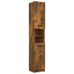 Berkfield Durable Bathroom Cabinet Smoked Oak 32X34X188.5 Cm Engineered Wood - thumbnail 1