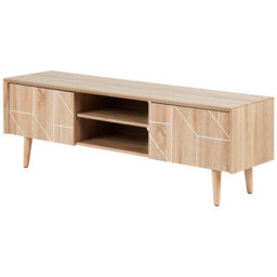 Beliani 70-Inch Tv Stand Light Brown With 2 Cabinets, Boho-Inspired Matt Finish - thumbnail 5
