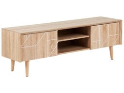 Beliani 70-Inch Tv Stand Light Brown With 2 Cabinets, Boho-Inspired Matt Finish - thumbnail 3