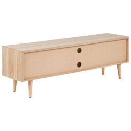 Beliani 70-Inch Tv Stand Light Brown With 2 Cabinets, Boho-Inspired Matt Finish - thumbnail 6