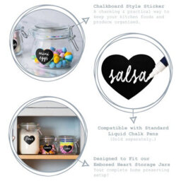 Nicola Spring Heart Glass Storage Jar Labels - 5 X 4Cm - Black - Pack Of 6 - thumbnail 2