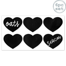 Nicola Spring Heart Glass Storage Jar Labels - 5 X 4Cm - Black - Pack Of 6