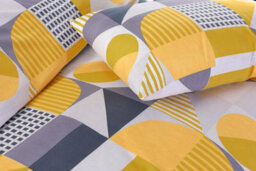 Homespace Direct Ltd Scott Geometric Mustard Super King Duvet Cover Set - thumbnail 2