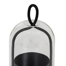 Hill Interiors Nysa Large Candle Holder With Glass Cloche - L15 X W15 X H35 Cm - Black - thumbnail 3