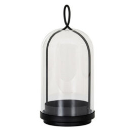 Hill Interiors Nysa Large Candle Holder With Glass Cloche - L15 X W15 X H35 Cm - Black - thumbnail 1