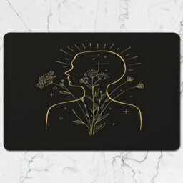Benjamin Tate Design Gold Line Botanical Black Placemat And Coaster Set In Luxury Wood Base Limited Edition - thumbnail 2