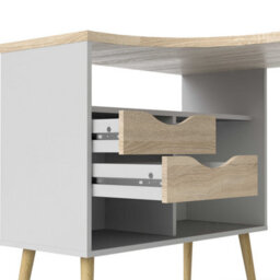 Wyld Haus Sapporo White And Natural Oak Desk With 2 Drawers And Shelves - thumbnail 6