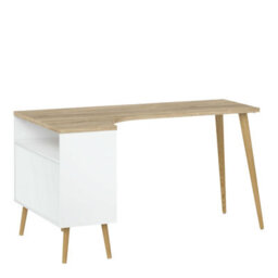 Wyld Haus Sapporo White And Natural Oak Desk With 2 Drawers And Shelves - thumbnail 4