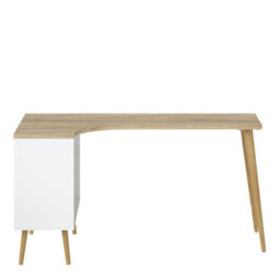 Wyld Haus Sapporo White And Natural Oak Desk With 2 Drawers And Shelves - thumbnail 3