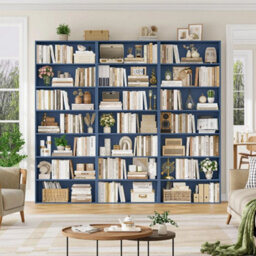 Blue 7 Tiers Bookcase 209.5Cm Tall Living Room Bookshelf Free Standing Display Shelf - thumbnail 3