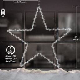 Dawsons Living Christmas Star Large 60Cm Window/wall Decoration - 125 Cool White Led Lights - Battery Operated & Timer - Indoor / Outdoor - thumbnail 3
