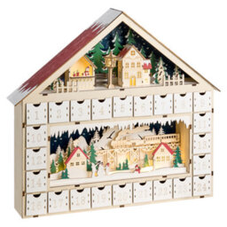 Beliani Christmas Decoration Led Nisser Advent Calendar 44 Cm Light Brown - thumbnail 1