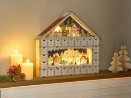 Beliani Christmas Decoration Led Nisser Advent Calendar 44 Cm Light Brown - thumbnail 2