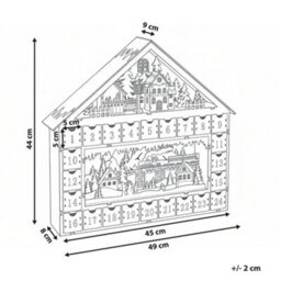 Beliani Christmas Decoration Led Nisser Advent Calendar 44 Cm Light Brown - thumbnail 3