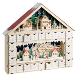 Beliani Christmas Decoration Led Nisser Advent Calendar 44 Cm Light Brown - thumbnail 4
