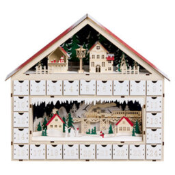 Beliani Christmas Decoration Led Nisser Advent Calendar 44 Cm Light Brown - thumbnail 5