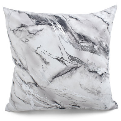 Velosso Foil Print Polycotton Scatter Cushion, Zip Closure, Luxury Style Home Accessories For Modern Living Room Decor - Grey