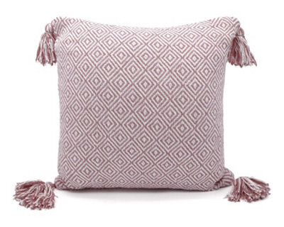 Velosso Shabby Chic Woven Texture Sofa Cushion, Zip Closure, Machine Washable, Decorative Cushion, Living Room Decor - Blush Pink