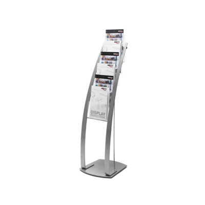 Deflecto Yearntree Deflecto 6 Pocket Floor Stand Silver, Sturdy Steel Magazine Rack, A4 Literature File Holder, Letter Rack, A4 Portrait File - image 1