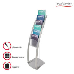Deflecto Yearntree Deflecto 6 Pocket Floor Stand Silver, Sturdy Steel Magazine Rack, A4 Literature File Holder, Letter Rack, A4 Portrait File - thumbnail 4