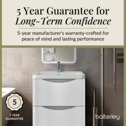 Balterley Dunwood Contemporary Bathroom Floor Standing 2 Drawer Vanity & Polymarble Basin, Satin White, 800mm - thumbnail 4