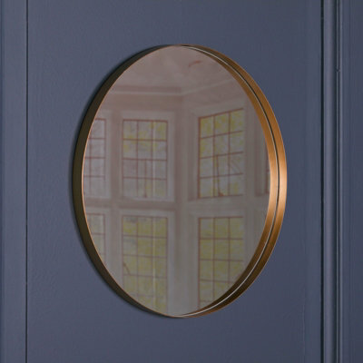 Elena 50Cm Deco Gold Finish Metal Round Mirror - image 1