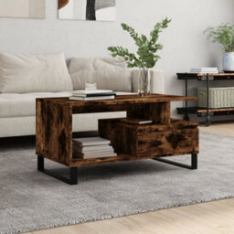 Berkfield Modern Coffee Table Smoked Oak 90X49X45 Cm Engineered Wood - thumbnail 2