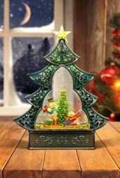 Shatchi Christmas Xmas Scene Globe Lantern With Swirling Water Glittering Music And Lights For Christmas Home Decorations Gifts One Size - thumbnail 2