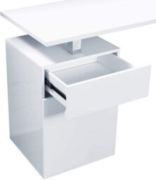 Homeology Calista Gloss White With Brushed Steel Legs Contemporary Home Office Computer Desk - thumbnail 5