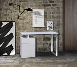 Homeology Calista Gloss White With Brushed Steel Legs Contemporary Home Office Computer Desk - thumbnail 8