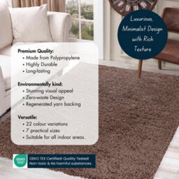 Desire Rugs Plain Living Room Shaggy Area Rugs D.beige Round 120X120 Cm - thumbnail 3