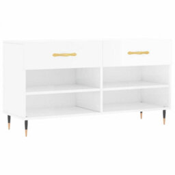 Berkfield Industrial Shoe Bench High Gloss White 102X35X55 Cm Engineered Wood