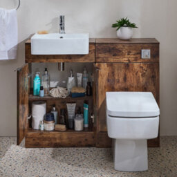 Homestylestore 1050mm Dark Oak Bathroom Combination Vanity Wc Unit With Chrome Finger Pull Handle - thumbnail 1