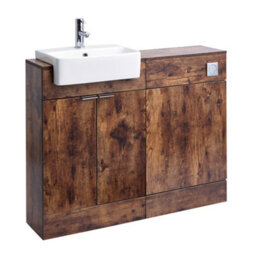 Homestylestore 1050mm Dark Oak Bathroom Combination Vanity Wc Unit With Chrome Finger Pull Handle - thumbnail 2
