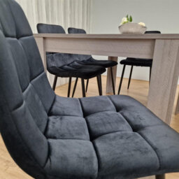 Kosy Koala Modern Grey Rectangle Dining Table Set With 4 Black Velvet Chairs And 1 Bench Dining Room Furniture - thumbnail 5