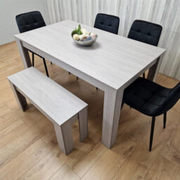 Kosy Koala Modern Grey Rectangle Dining Table Set With 4 Black Velvet Chairs And 1 Bench Dining Room Furniture - thumbnail 7