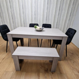 Kosy Koala Modern Grey Rectangle Dining Table Set With 4 Black Velvet Chairs And 1 Bench Dining Room Furniture - thumbnail 2