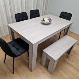Kosy Koala Modern Grey Rectangle Dining Table Set With 4 Black Velvet Chairs And 1 Bench Dining Room Furniture - thumbnail 8