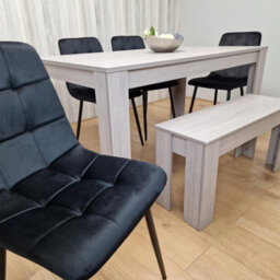 Kosy Koala Modern Grey Rectangle Dining Table Set With 4 Black Velvet Chairs And 1 Bench Dining Room Furniture - thumbnail 9