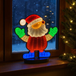 HSD Christmas Santa 3D Infinity Led Window Light - 111 Leds, Usb Powered, 1M Wire, Indoor Decoration, W19.5Xh23 Cm (Ip20) - thumbnail 3