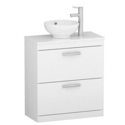 Royal Bathrooms 800mm Floor Standing Vanity Unit 2 Drawer Gloss White & Countertop Basin - Breeze - thumbnail 4