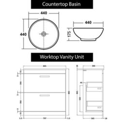 Royal Bathrooms 800mm Floor Standing Vanity Unit 2 Drawer Gloss White & Countertop Basin - Breeze - thumbnail 6