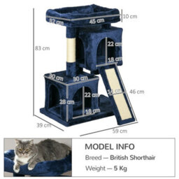 Blue Cat Tree, 83Cm Indoor Cat Scratching Post Climbing Frame - thumbnail 2